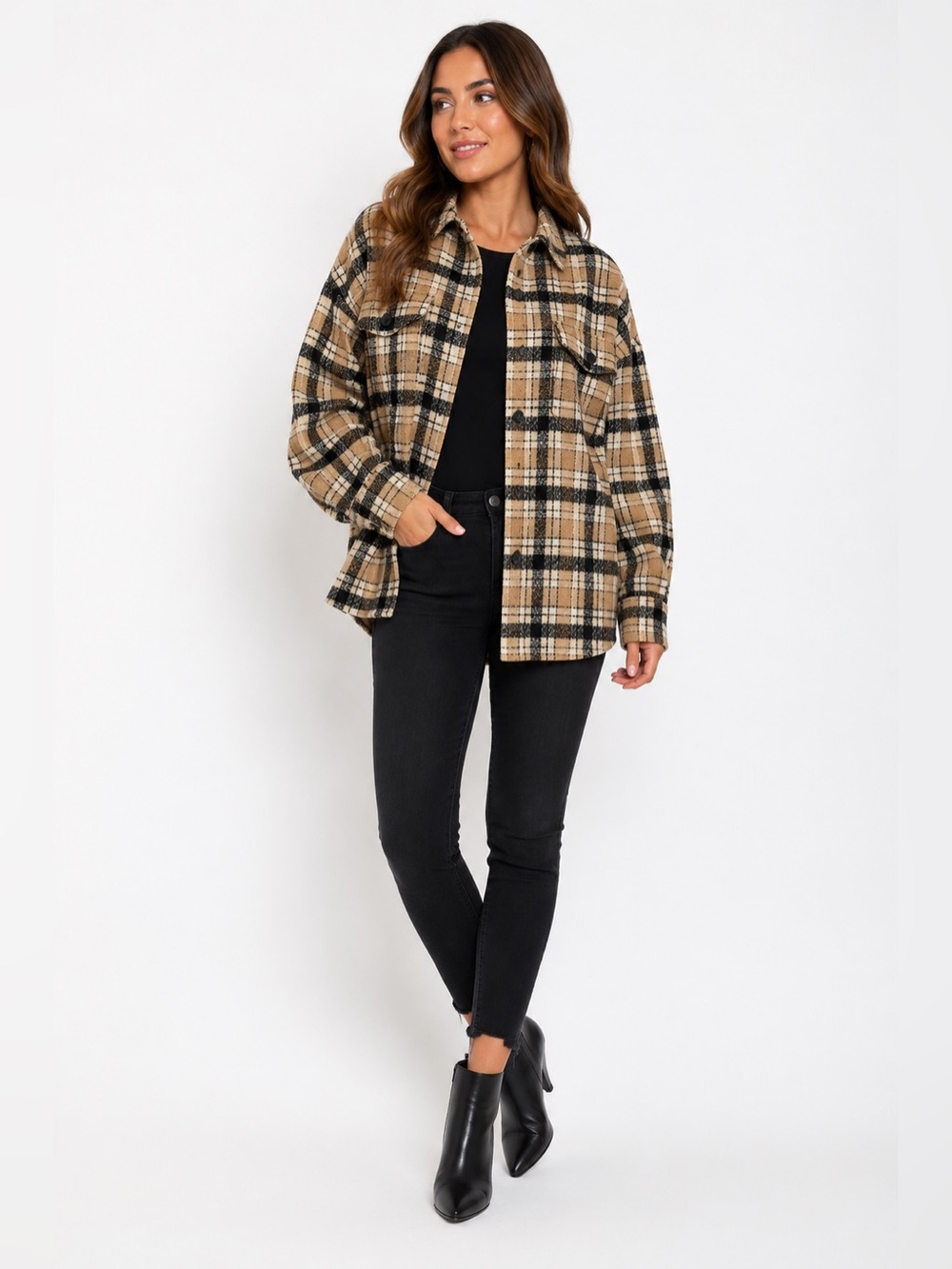 Forever 21 Yellow & Black Plaid Shacket